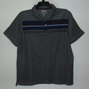 Izod Men Golf Polo Shirt XL Advantage Performance Stretch Gray Striped